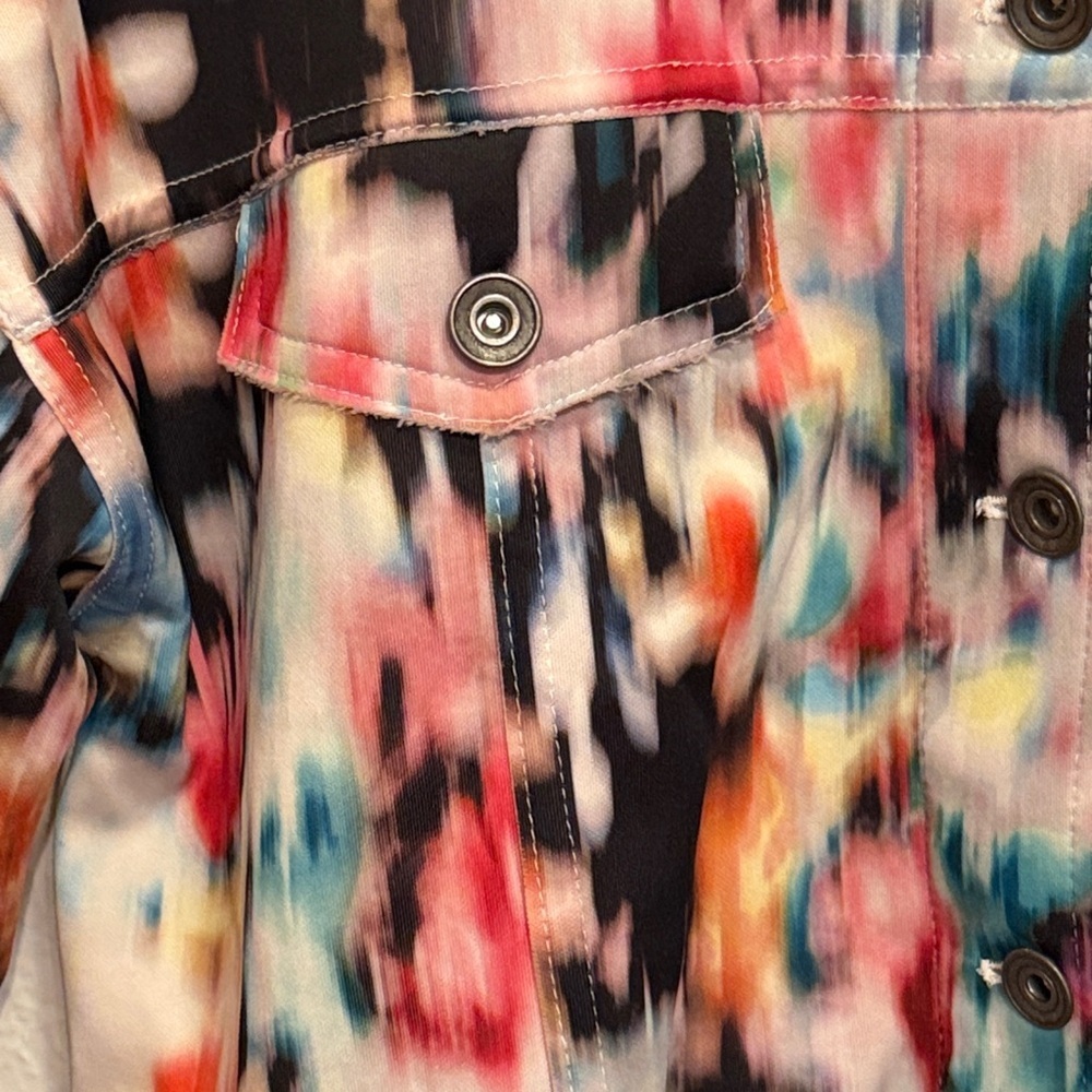 💋💋 BOGOHO💋💋💋Bershka Multicolor Abstract Crop Jacket- medium - Picture 3 of 8